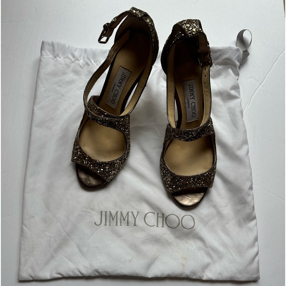 Jimmy Choo Emily 100 rose gold sandals. Pretine shape. Vibram soles. 36 1/2